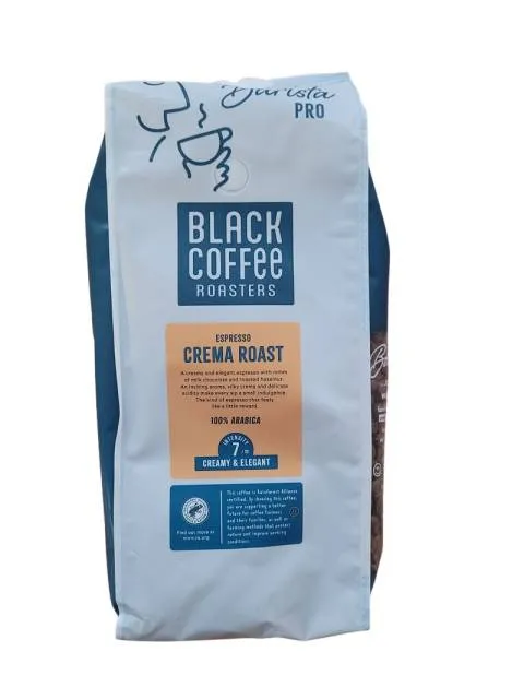 Black Coffee Roasters Barista Pro Crema Roast kawa ziarnista 1 kg palona