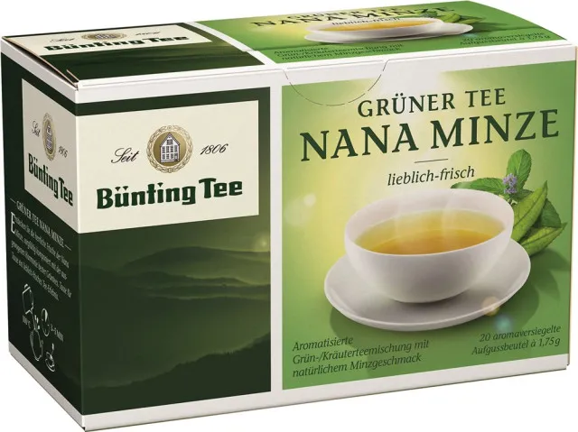 Bünting Organic Green Tea Nana Mint 20 x 1,75g torebek herbaty