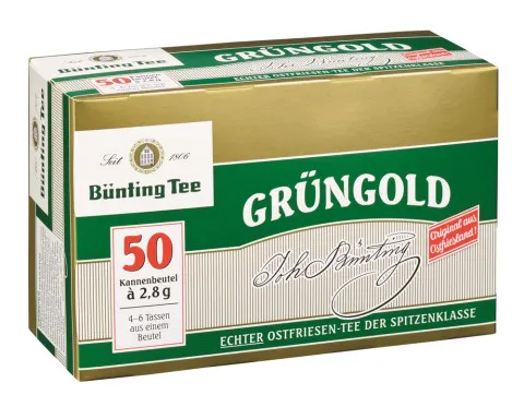 B&uuml;nting tea green gold herbata wschodniofryzyjska 50 x 2,8g porcji doniczkowych