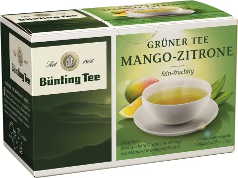 Bünting tea zielona herbata mango-cytryna 20 x 1,75g torebki herbaty