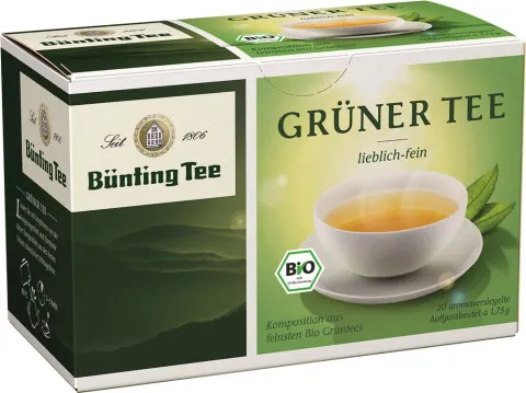 Bünting tea zielona herbata słodka- drobna 20 x 1,75g torebki herbaty, organiczna