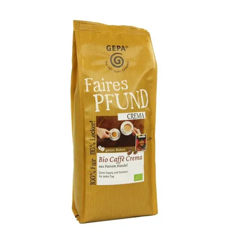 Gepa Faires Pfund Caff&egrave; Crema 500g całe ziarna, organiczna, Fairtrade